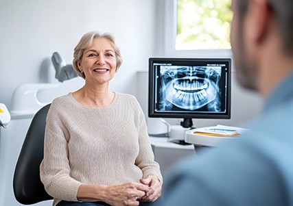 Senior patient consulting with her dentist